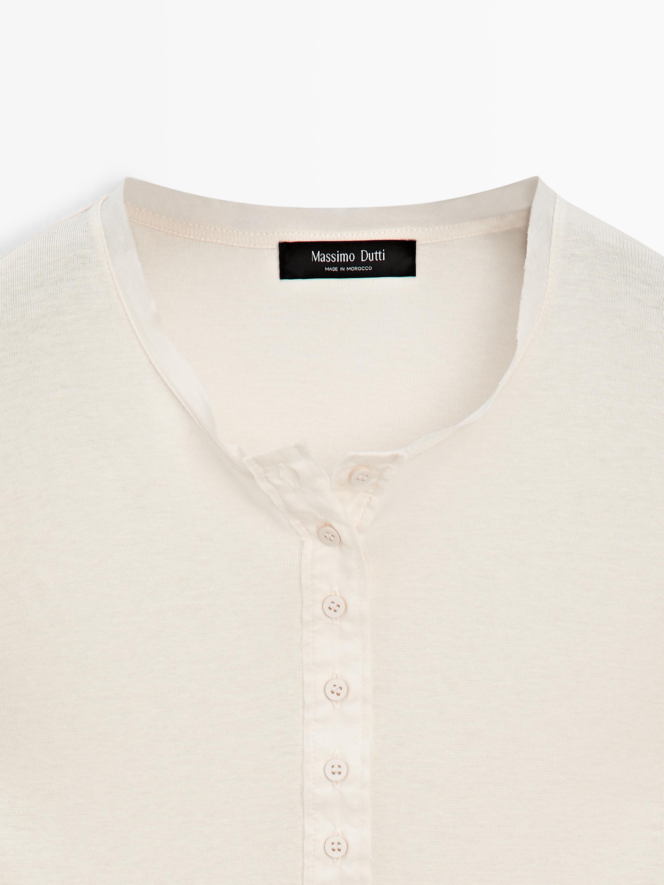 Button-up cotton T-shirt