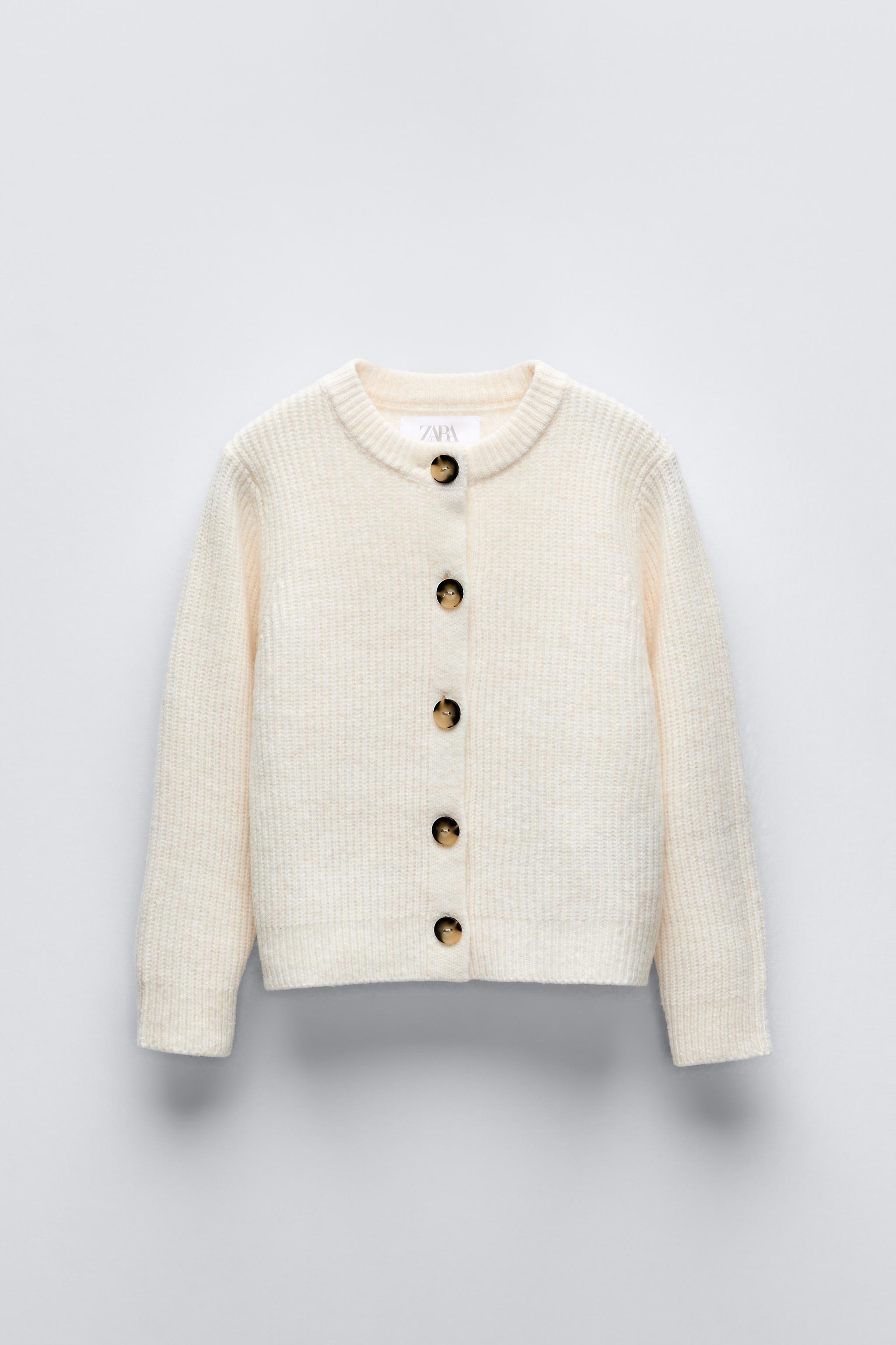 KNIT CARDIGAN Ecru ZARA Singapore