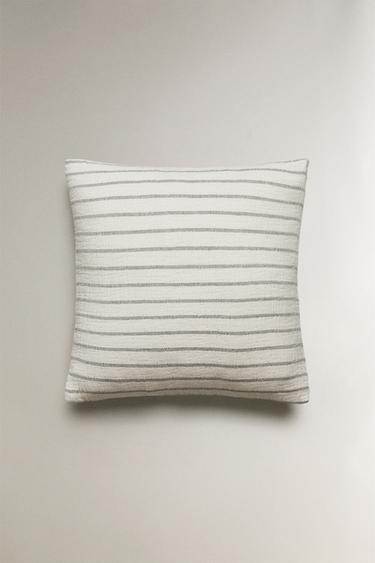 CHILDREN'S STRIPED MUSLIN CUSHION COVER FOR BEDSPREADS - Green / Blue by Zara - Image 0