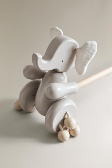 JOUET BÉBÉ À TIRER EN BOIS ÉLÉPHANT - Gris de Zara - Image 2