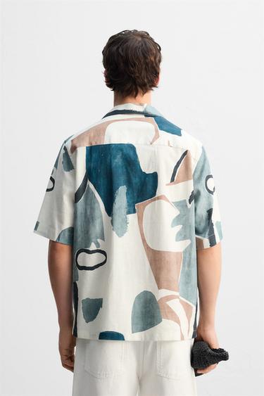 CHEMISE À IMPRIMÉ ABSTRAIT - Rose de Zara - Image 2