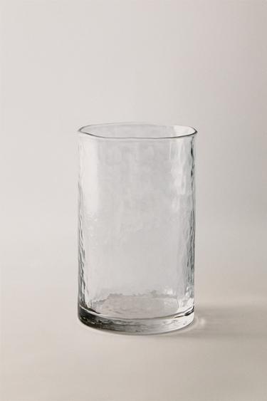Zaras STORT DRICKSGLAS MED HAMRAD DESIGN - Genomskinlig