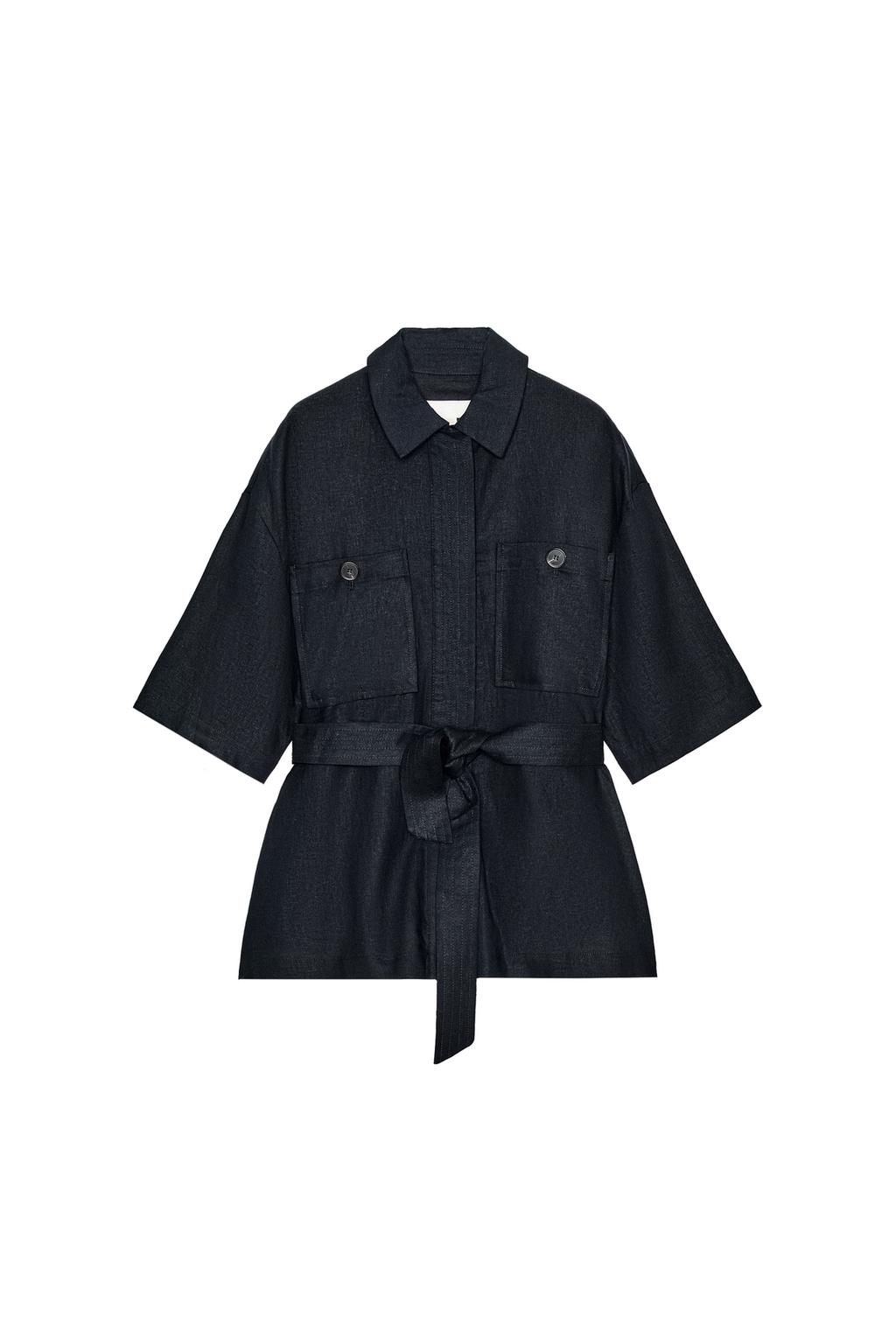 BELTED LINEN SAFARI JACKET