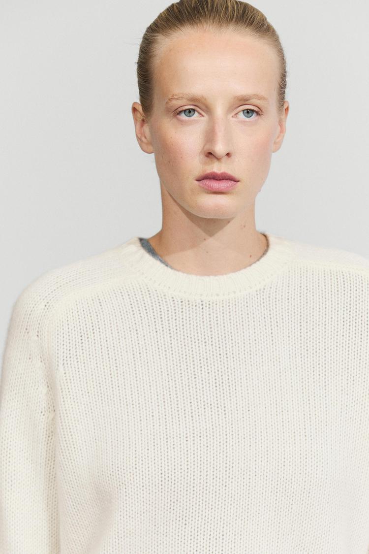 100% cashmere knit sweater — Yellow
