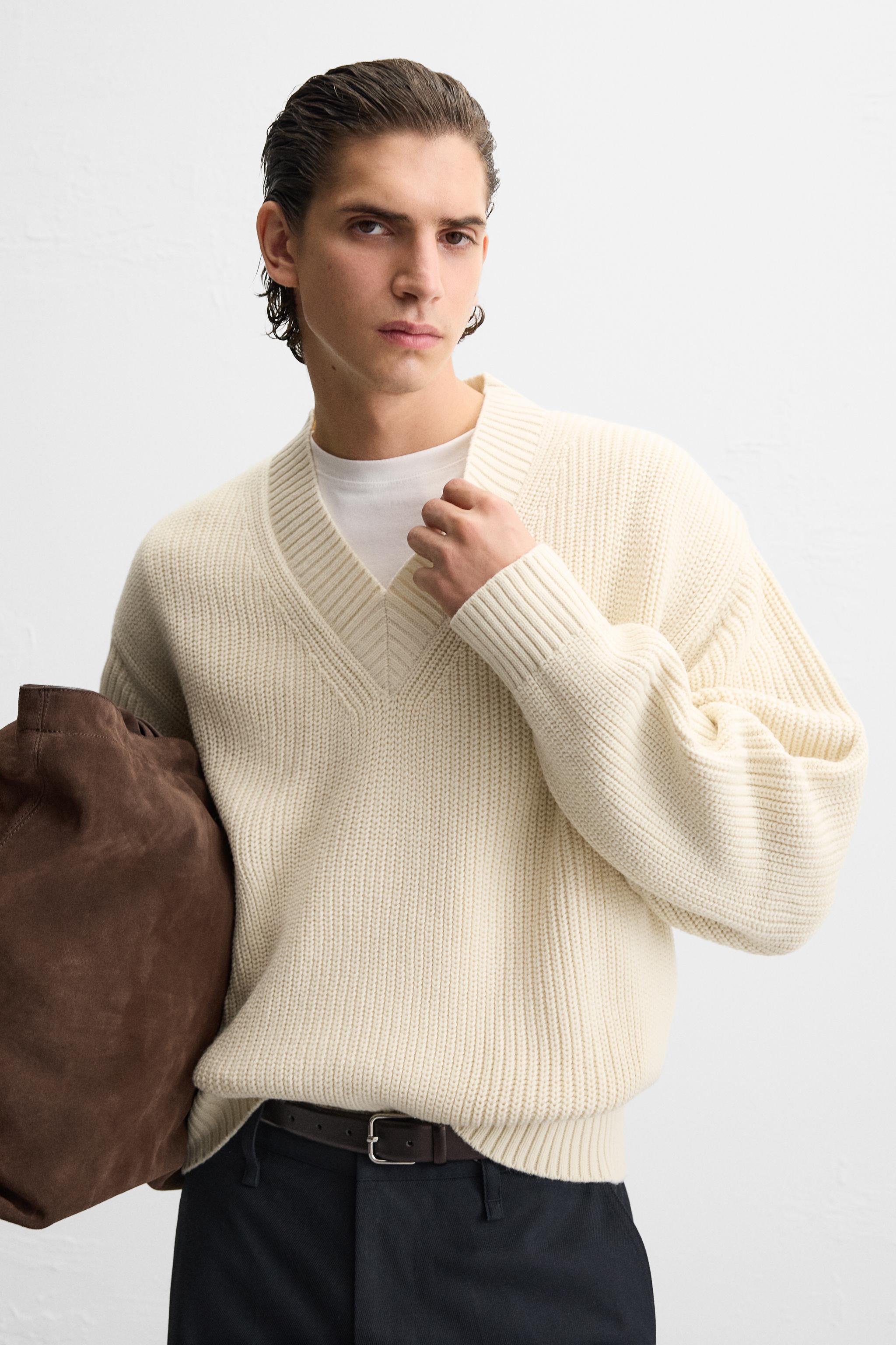 ZARA ホワイト Vネック セーター M vネック ホワイト（白）系 ZARA(ザラ) メンズ - 海外通販のBUYMA