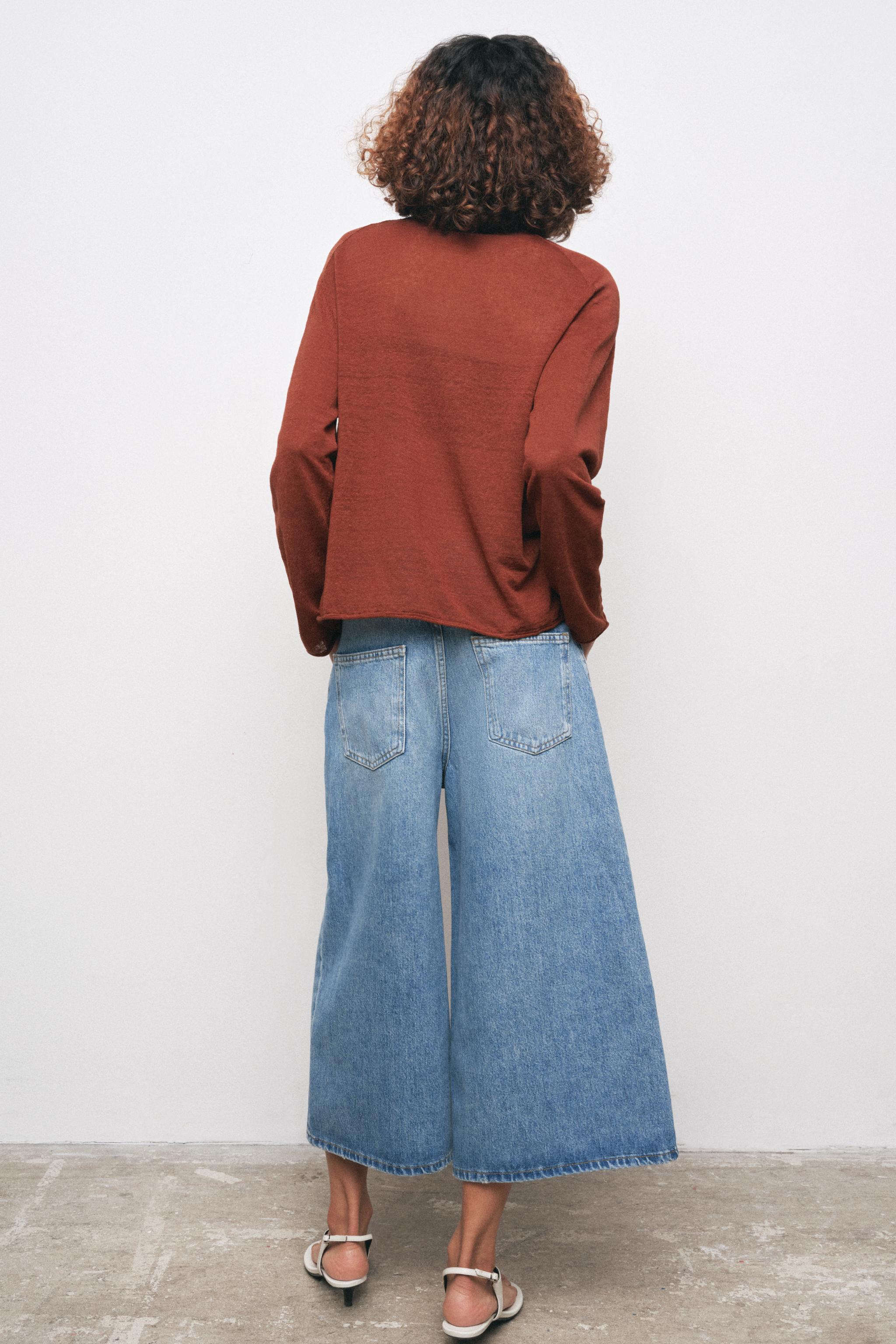 LINEN BLEND KNIT SWEATER - Brown | ZARA United States