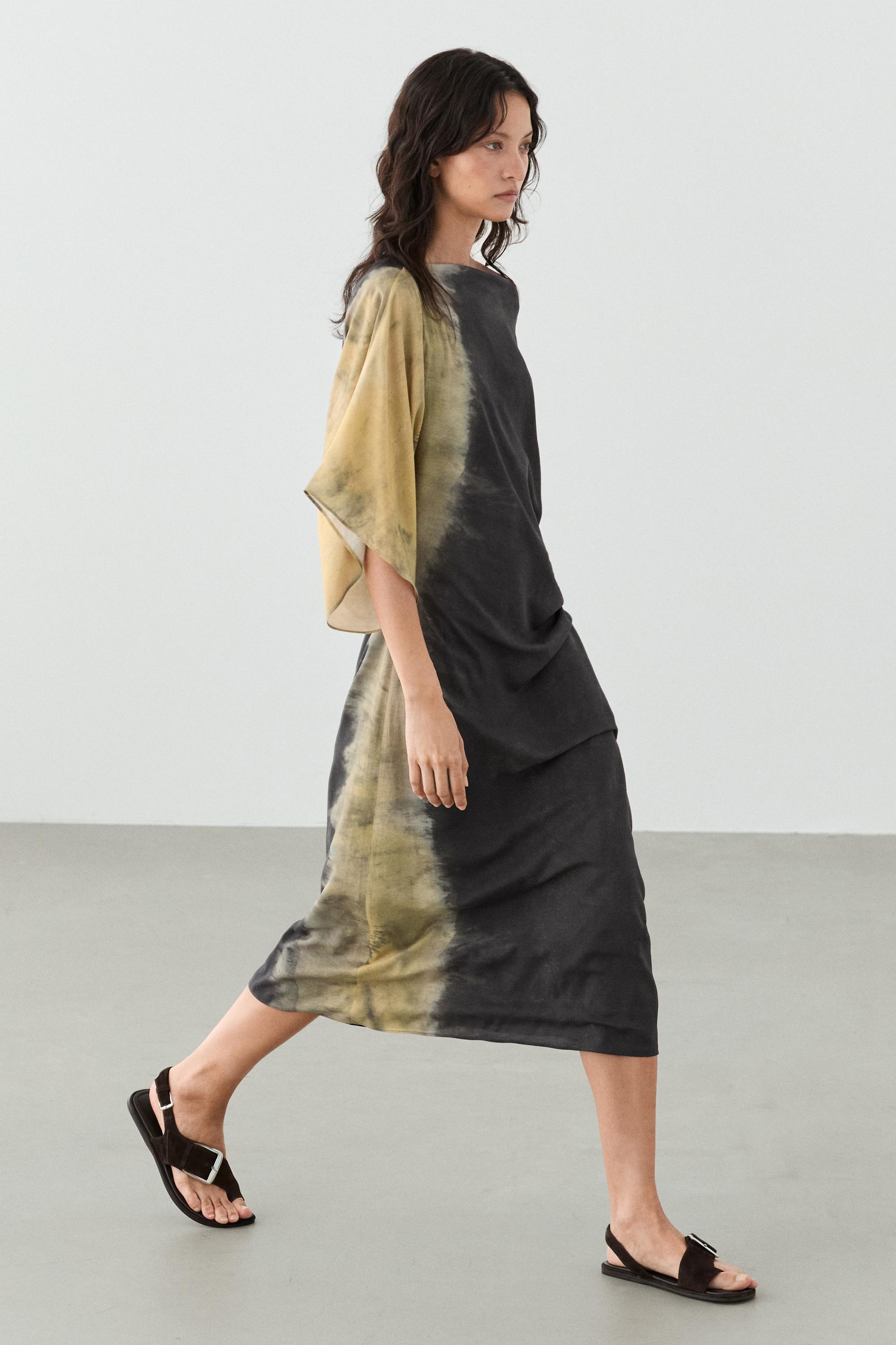 Tie-dye print midi dress