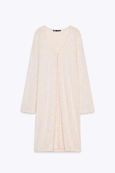 CHAQUETA LARGA BOTÓN - Blanco roto de Zara - Imagen 0