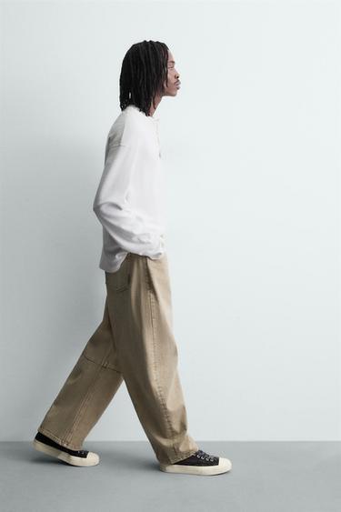 PANTALON BARREL FIT DÉLAVÉ - Sable de Zara - Image 5