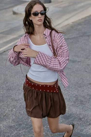 BALLOON MINI SKIRT - Brown by Zara - Image 0