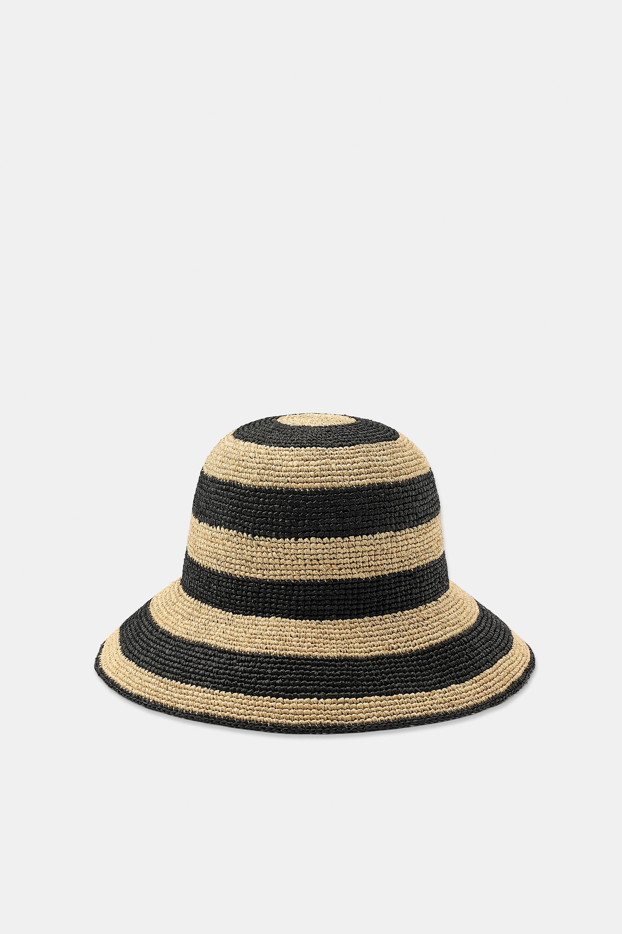Женские головные уборы Zara 100% RAFFIA STRIPED HAT — фото 3