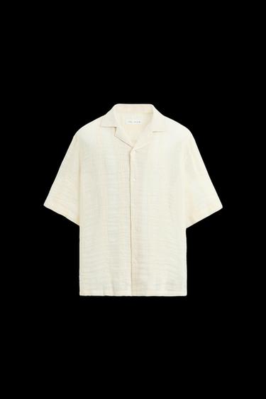 COTTON-LINEN JACQUARD SHIRT - Ecru by Zara