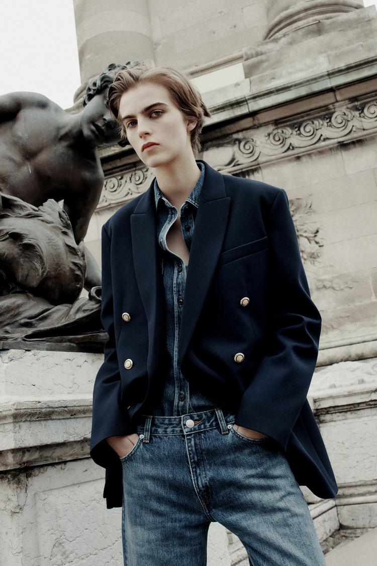 BLAZER OVERSIZE ZW COLLECTION Marino oscuro ZARA Chile