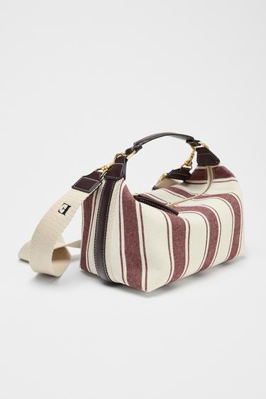 MALA CITY TECIDO RISCAS - Vermelho-bordeaux da Zara