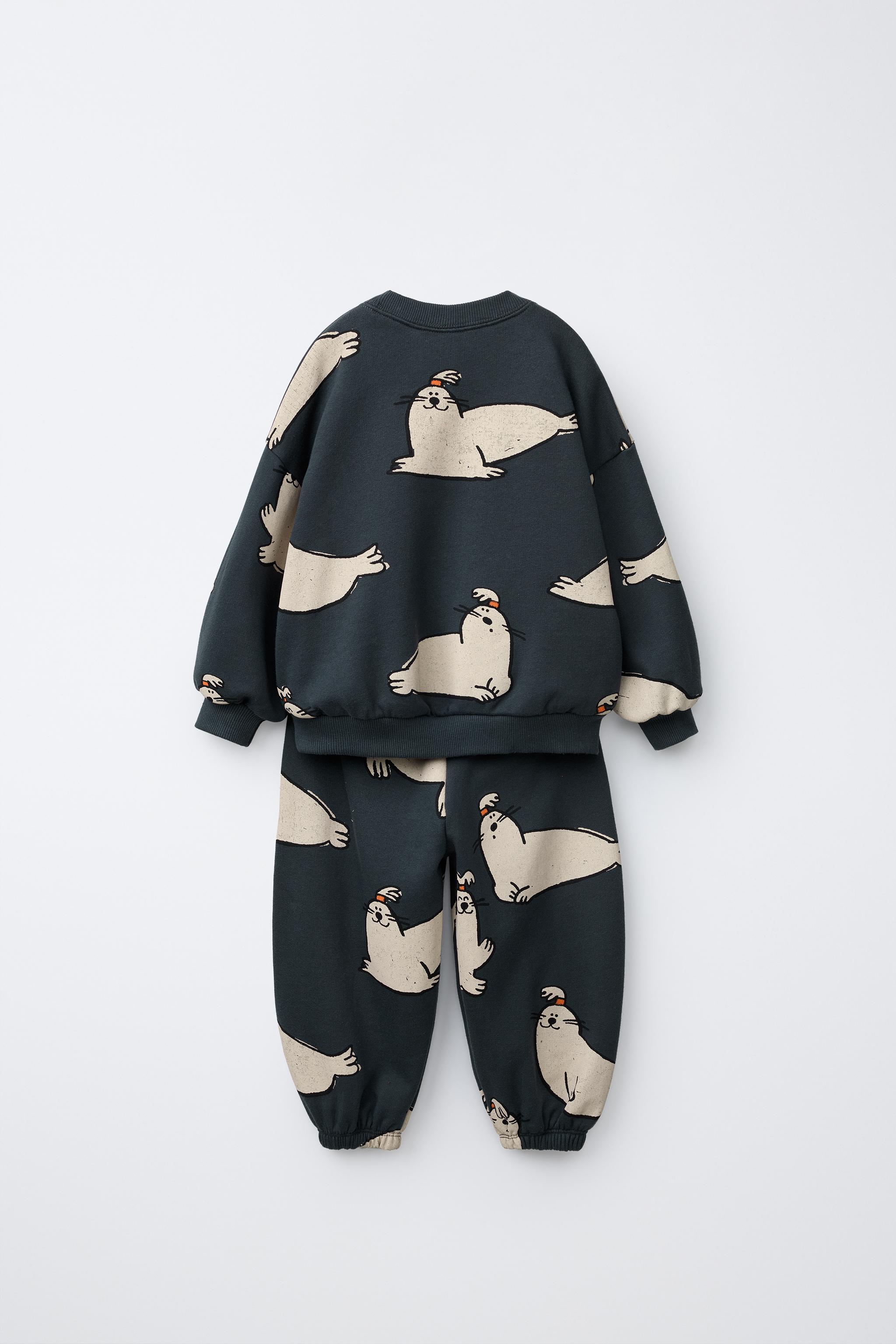 アザラシ柄スウェットセットアップ - ダークグレー | ZARA Japan / 日本