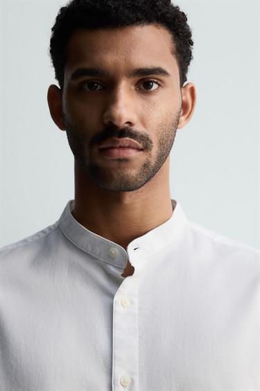 CHEMISE OXFORD À COL BANDE - Blanc de Zara - Image 4