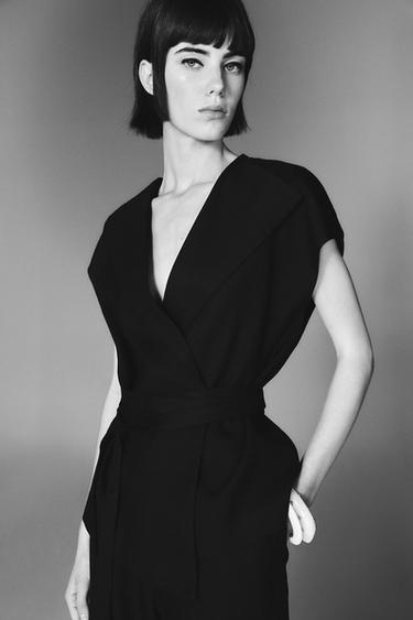 Zara ZW COLLECTION LINEN VEST - Black