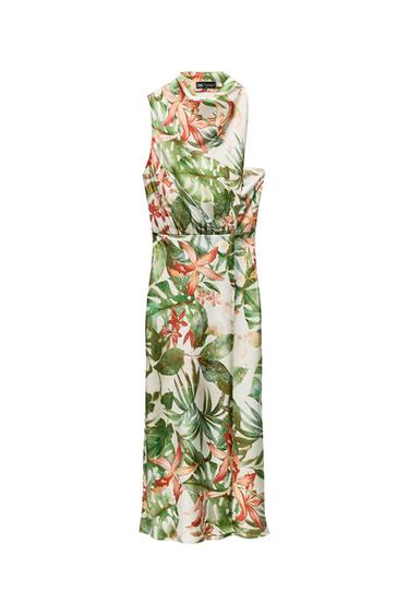 TROPICAL PRINT MIDI DRESS