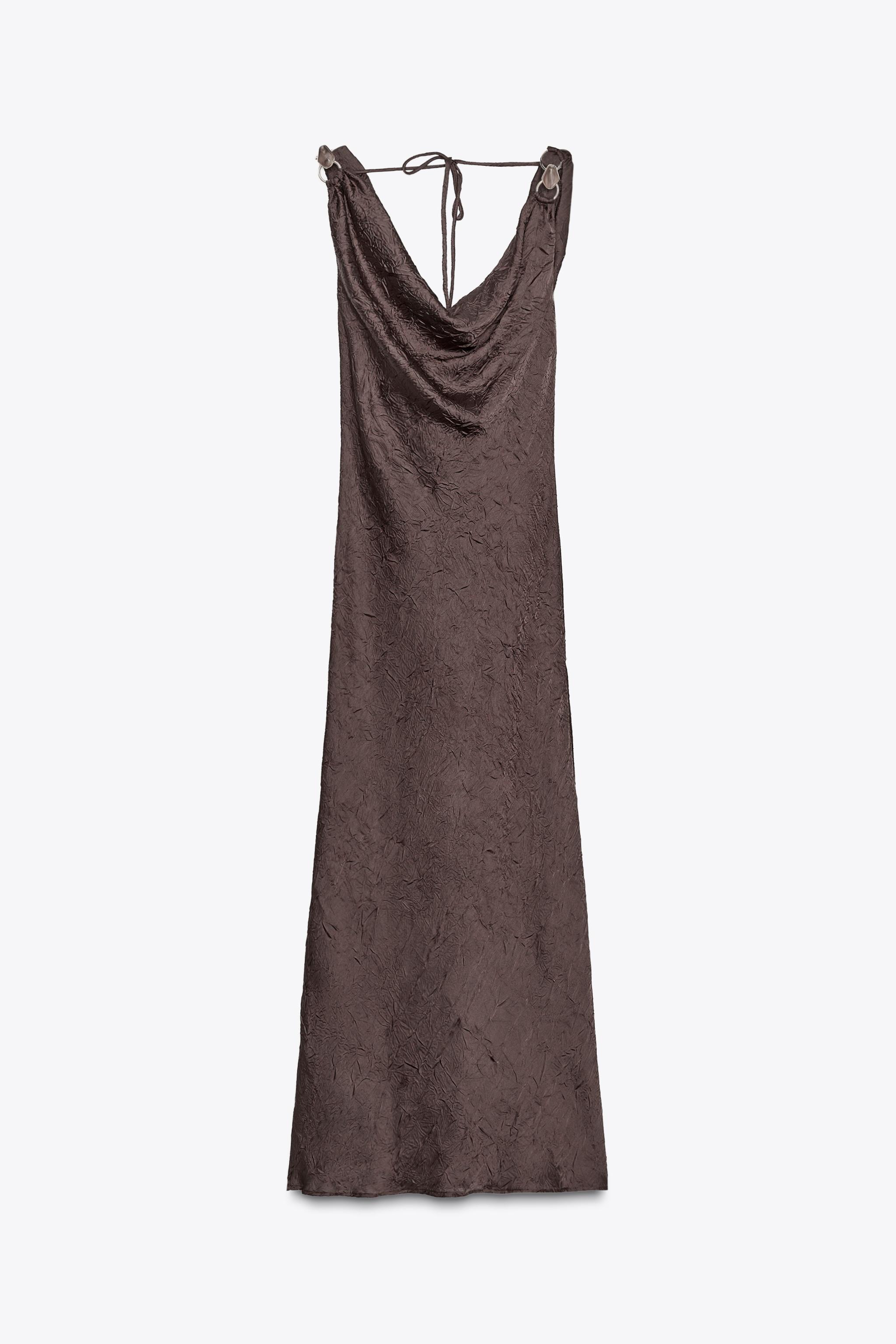 ROBE MIDI SATINÉE EFFET FROISSÉ