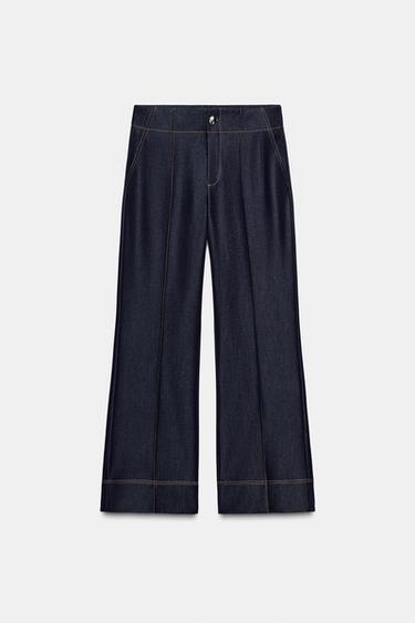 PANTALÓN BOOTCUT PESPUNTES CONTRASTE - Índigo de Zara