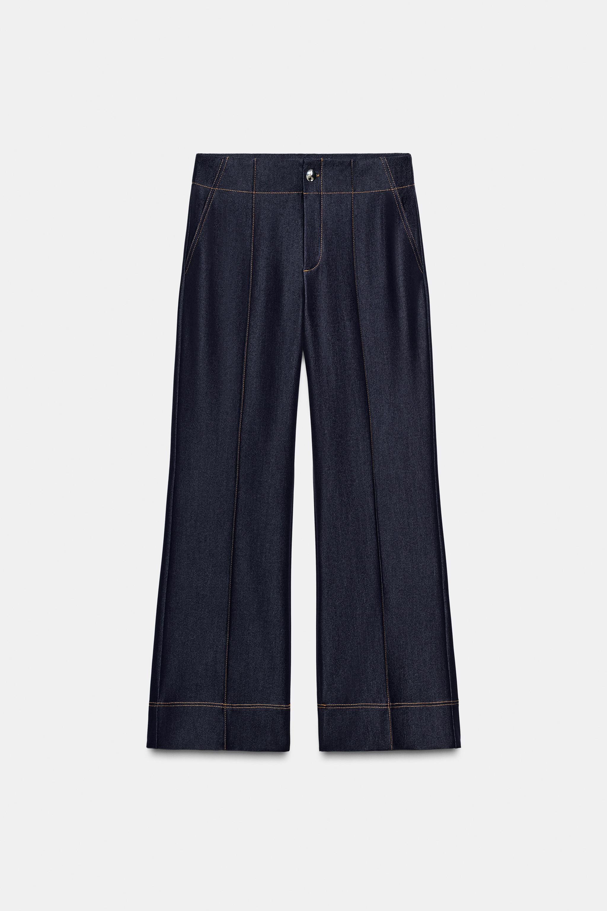 CONTRAST TOPSTITCHING BOOTCUT PANTS