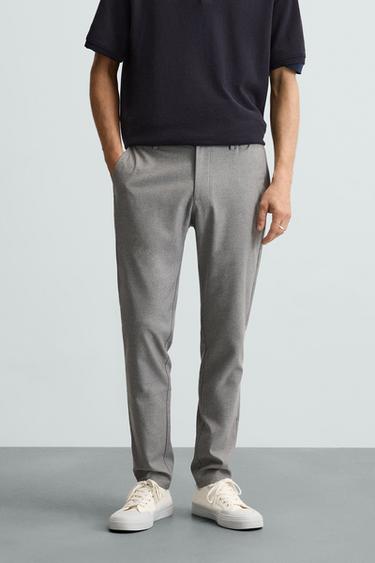 Zara SLIM FIT STRETCH PANTS - Gray
