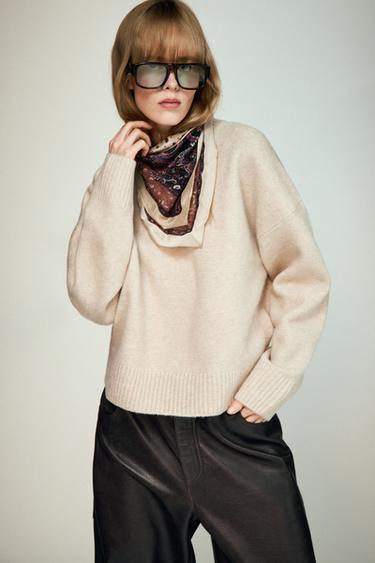 PRINTED SCARF WITH SILK - Mauve by Zara