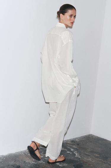 ZW COLLECTION COTTON TROUSERS - White by Zara - Image 2