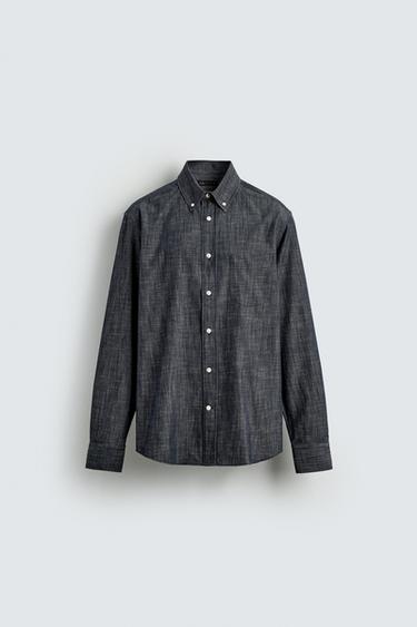 REGULAR FIT BUTTON-DOWN SHIRT - Dark indigo by Zara