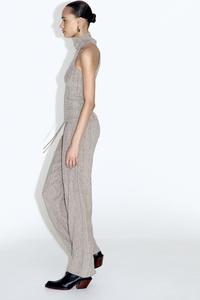 TEXTURED HALTER TOP AND WIDE LEG PANTS MATCHING SET