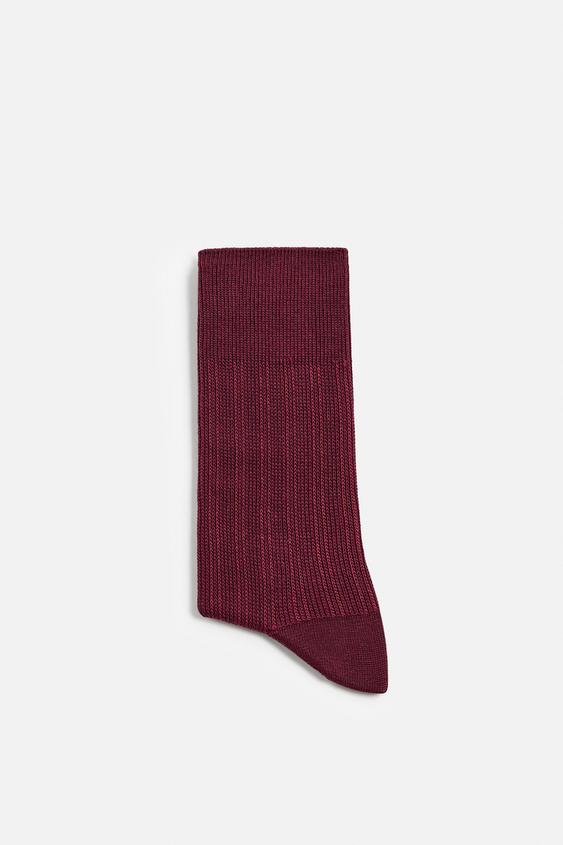RIBBED SOCKS Maroon ZARA India