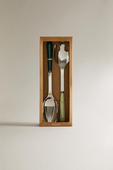 SALAD CUTLERY SET WITH CERAMIC HANDLE (SET OF 2) - GREEN by Zara - Image 3