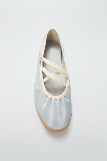 새틴 스포츠 발레리나 플랫슈즈 - Zara 라이트 블루