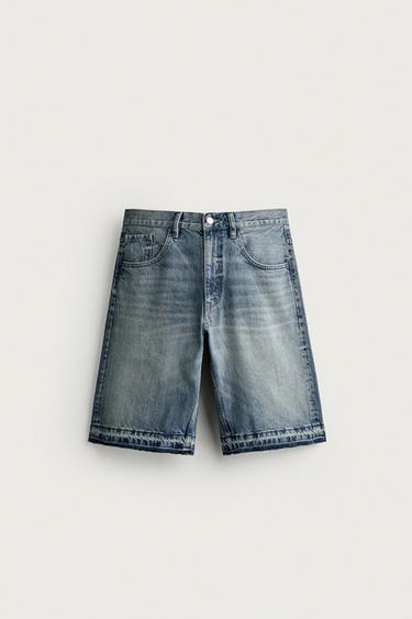 リラックスフィット デニムバミューダパンツブルーZaraのリラックスフィット デニムバミューダパンツ - ブルー