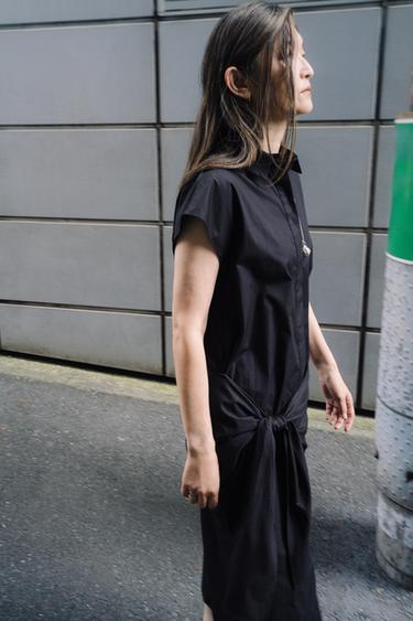 ZW COLLECTION シャツワンピース ベルト付きブラックZaraのZW COLLECTION シャツワンピース ベルト付き - ブラック 