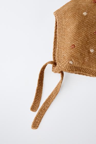 KNIT POM-POM BONNET — Toffee 2