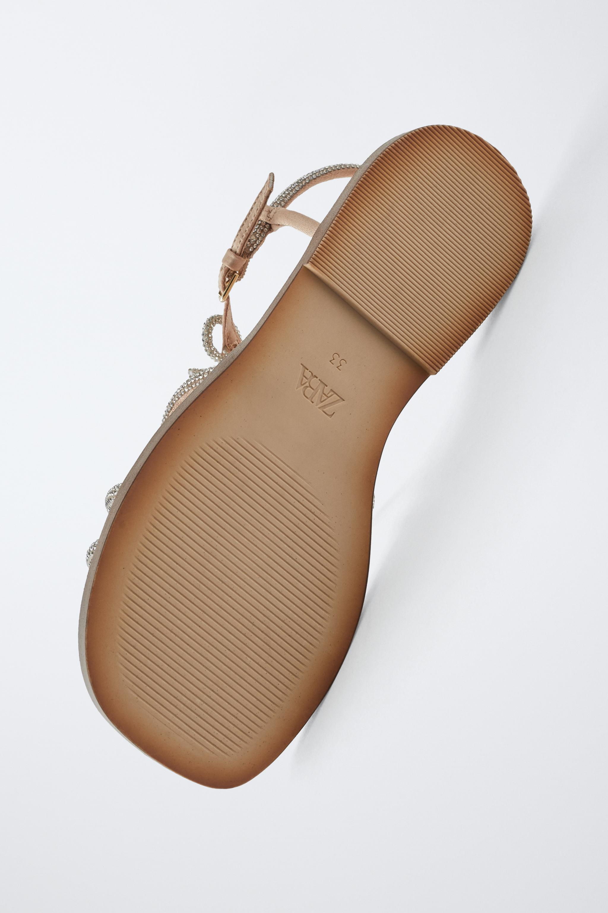 ラインストーンリボンサンダル - シルバー | ZARA Japan / 日本