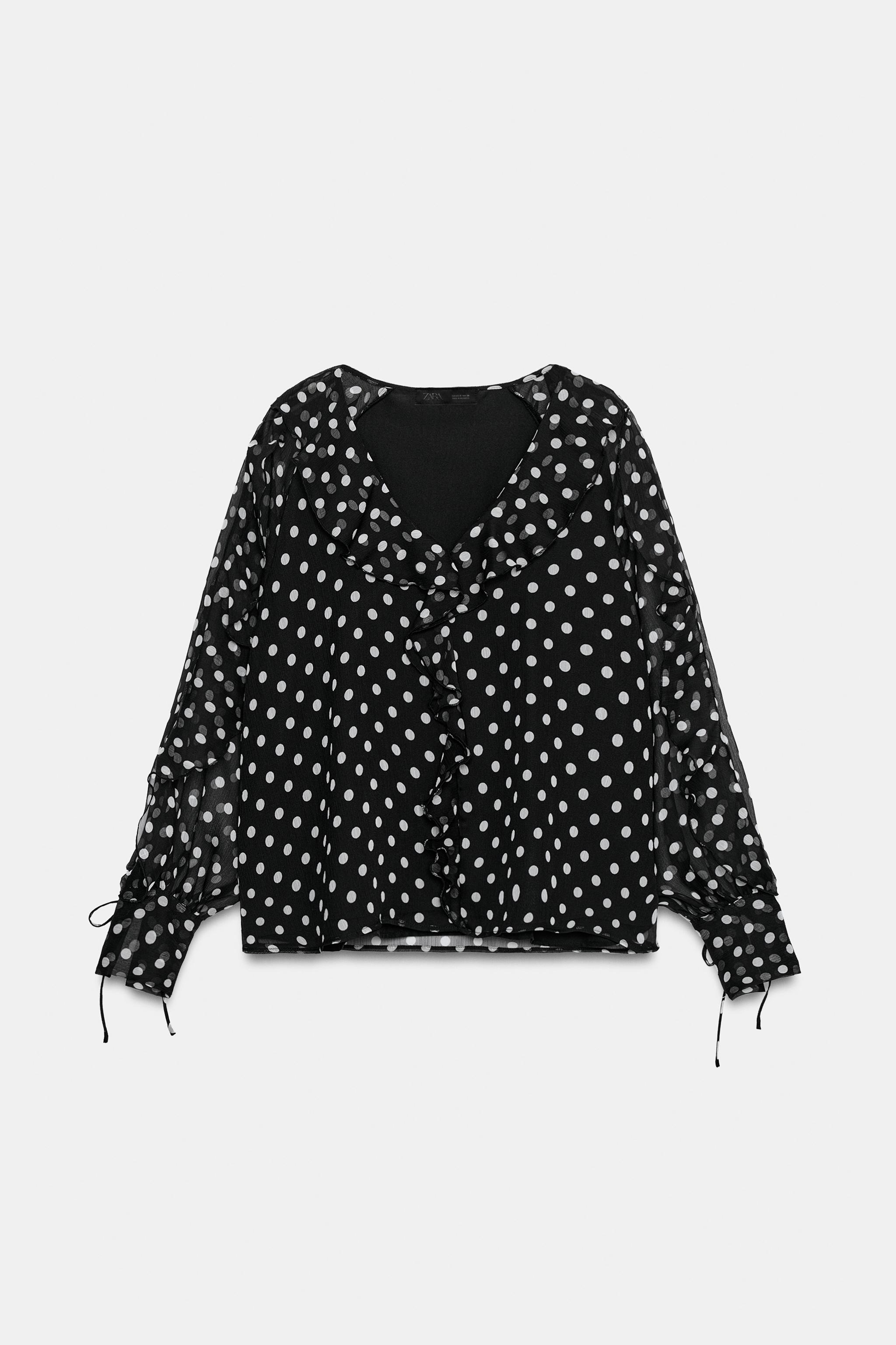 POLKA DOT RUFFLE BLOUSE