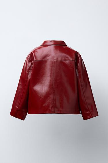 PATENT EFFECT JACKET - Burgundy by Zara - Image 3