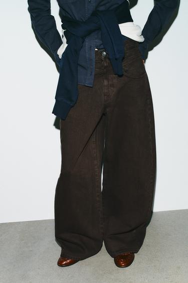 JEANS TRF BAGGY BARREL TIRO BAJO - Marrón de Zara