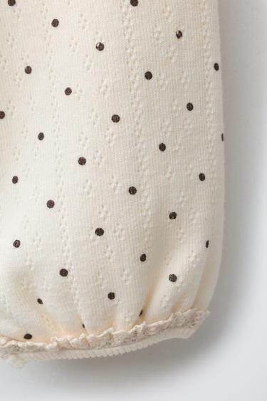 KNIT POLKA DOT TROUSERS - Ecru by Zara - Image 3