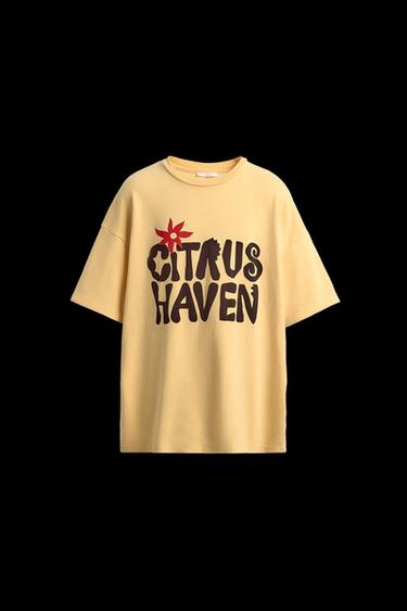 SUDADERA TEXTO ESTAMPADO - Amarillo oscuro de Zara