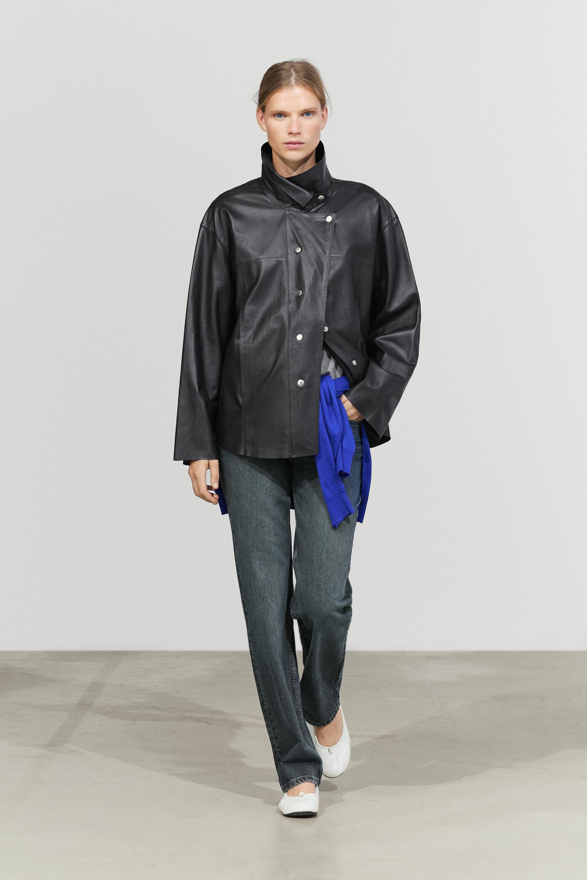 Veste détails boutons cuir