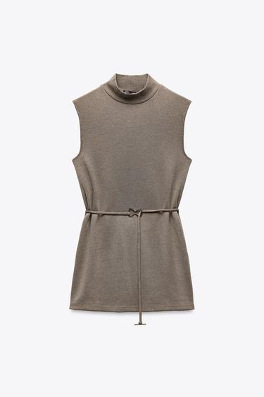 SOFT PIQUÉ HIGH NECK TOP - Tan marl by Zara - Image 4