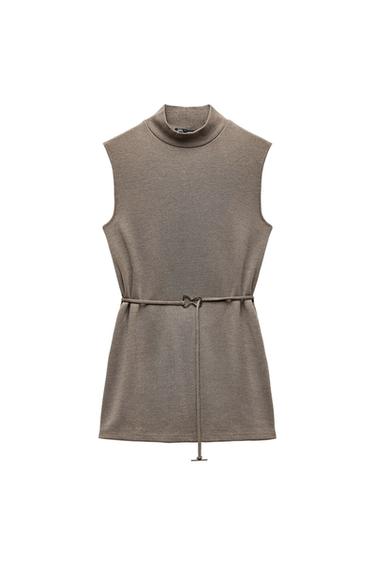 SOFT PIQUÉ HIGH NECK TOP - Tan marl by Zara - Image 0
