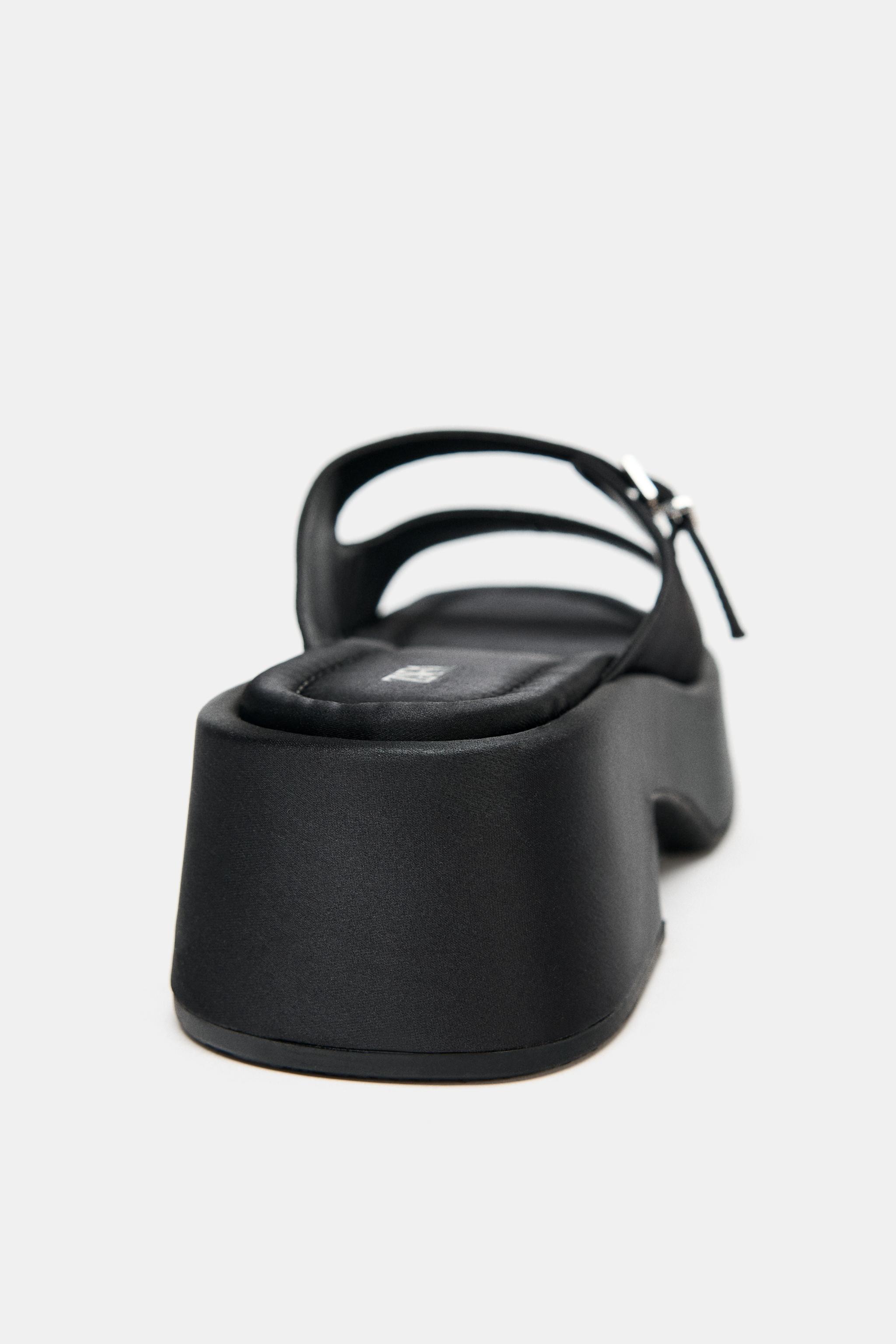 新品未使用♡リボンサンダル（ブラック） 美品 ZARA リボン プラットフォーム サンダル 黒 38 定価6590円