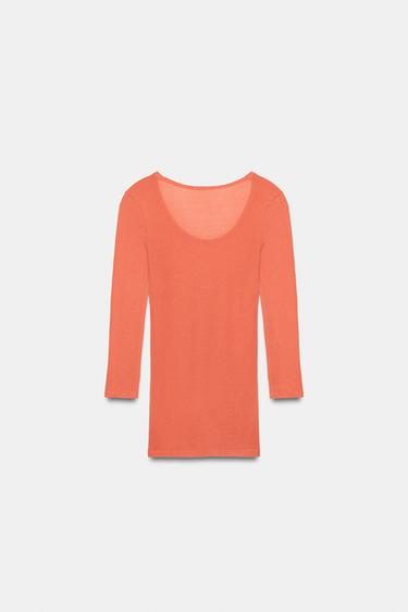 T-SHIRT SUPIMA® MANCHES TROIS QUARTS - Mandarine de Zara - Image 3