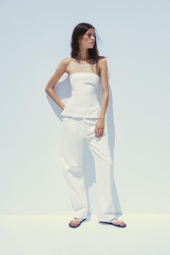 TOP BANDEAU DENIM TRF - Blanc de Zara - Image 0