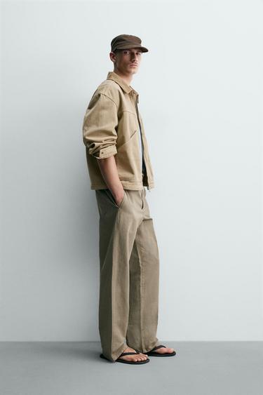 CONTRAST COLLAR CROPPED FIT JACKET - camel by Zara - Image 3