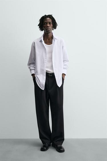 SLIM FIT STRIPED TEXTURED SHIRT - White by Zara - Image 0